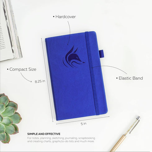 Clever Fox Dotted Notebook – Dot Grid Bullet Numbered Pages Hard Cover Notebook Journal With Thick 120g Paper and Pen Loop, Stickers, 3 Bookmarks, Smooth Faux Leather, 5'' x 8.25'' - Royal Blue by Clever Fox