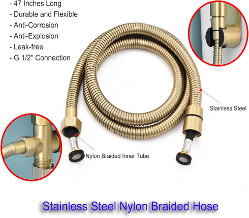 Stainless Steel Bidet Sprayer for Toilet, Gold Finish with Jet and Soft Spray Modes, Handheld Sprayer for Cloth Diaper