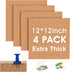 SVOPY Cork Bulletin Square Board for Walls - 4 Pack Extra Thick 12x12 Inches Cork Board Tiles for Home & School
