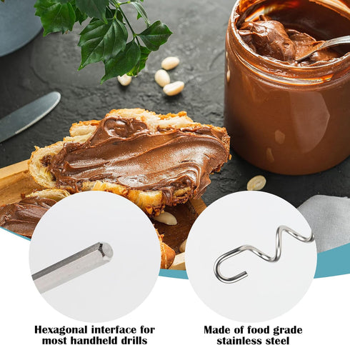 Hidaily 11.8 Inch Peanut Butter Stirrer, Stainless Steel Peanut Butter Stirring Tool with Silicone Jar Spatula, Mixer