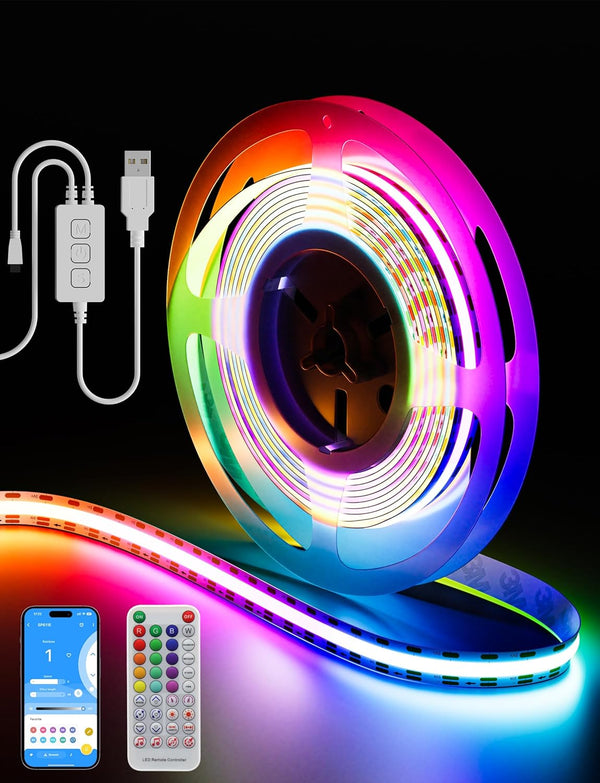 PAUTIX RGB Smart IC USB LED Light,5V RGB COB LED Strip USB