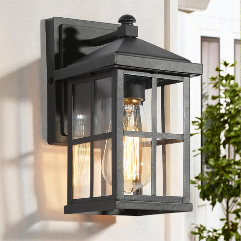 LALUZ Black Outdoor Wall Sconce Lights, Modern Farmhouse Porch Lights Outdoor Wall