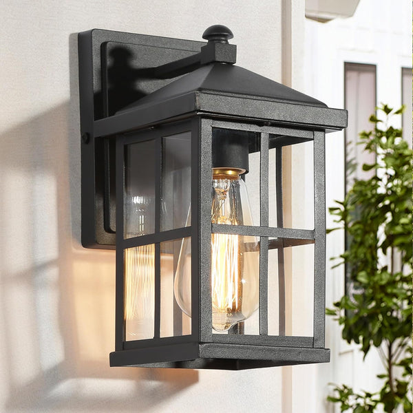 LALUZ Black Outdoor Wall Sconce Lights, Modern Farmhouse Porch Lights Outdoor Wall