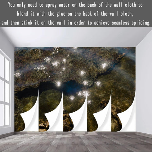 KAYOROWALLS Custom Wall Mural Wallpaper Sparkling Water Surface Reflection Natural Stone Texture Abstract Lake Light