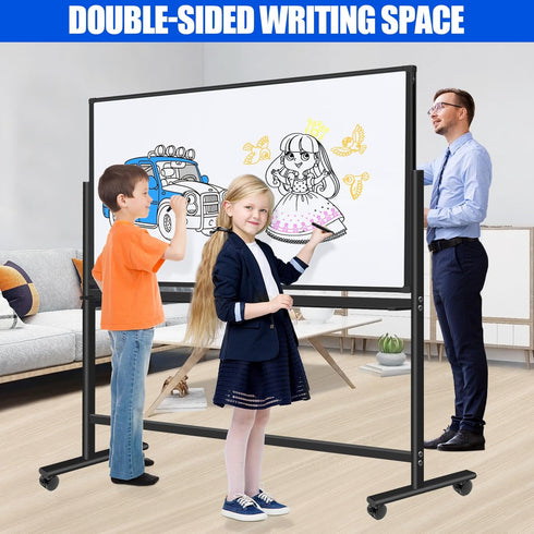 Large Rolling White Boards on Wheels 60 X 36 Inches Magnetic Dry Erase Board with Stand, Double-Sided 5' x 3' Whiteboard with Stands Stand Up White Board for Office, School, Home by CALENBO
