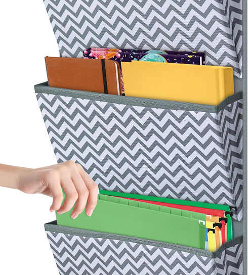 Godery Hanging Wall Organizer - Wall Mount/Over The Door Office Supplies Filing Folders, 4 Pocket Cascading File