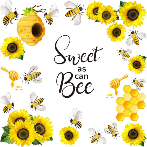 Rozer 35 Pcs Summer Bee Bulletin Board Decorations, Back to School Bee Cutouts with Adhesive Dots for Classroom