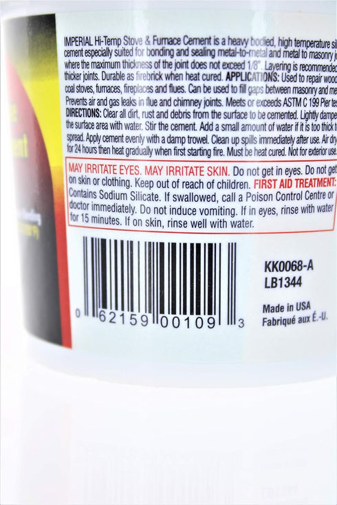 UNITED STATES HDW MFG/U S Hi-Temp Furn Cement, 8OZ (Model: KK0068-A)