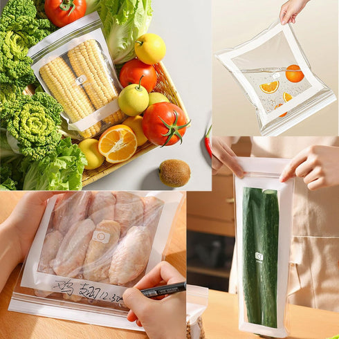 Generic 85 Food Grade Fresh-Keeping Bags, PCS Food Storage Bags, Double Seal Reusable Produce Bag, Easy Open Clear
