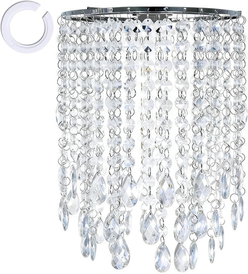 Chandelier Shades, Mini Crystal Shade, Acrylic Beaded Hanging Lampshade, Modern 2-Tiers Pendant