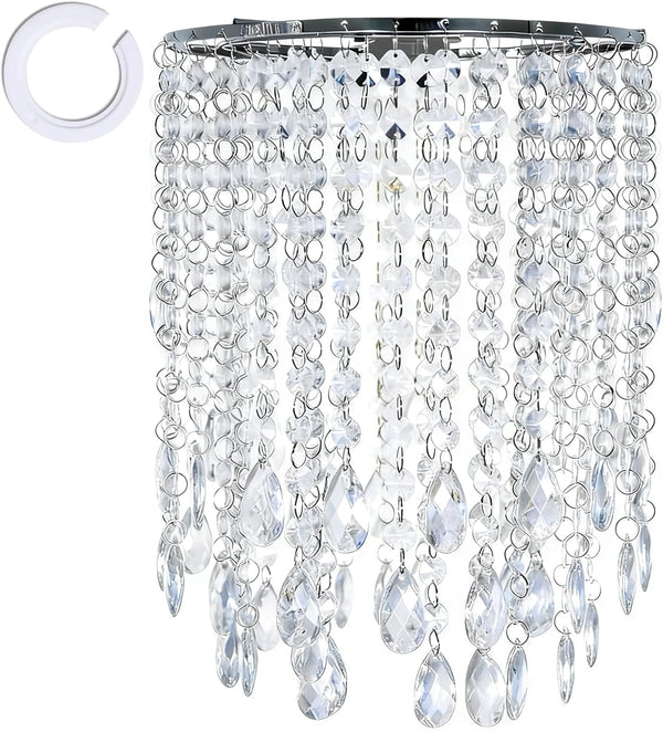 Chandelier Shades, Mini Crystal Shade, Acrylic Beaded Hanging Lampshade, Modern 2-Tiers Pendant