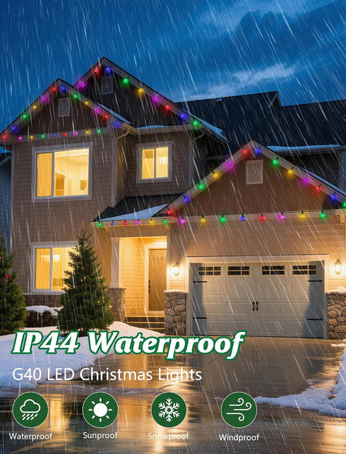 25FT 25 G40 Bulbs, SUNSGNE LED Colored Christmas Lights with LED Shatterproof Frosted Multicolor Globe Waterproof