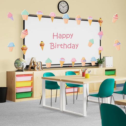 wonmon 40PCS Summer Summer Ice Cream Cutouts for Bulletin Board Decoration, Ice Cream Paper Cut-Outs Nameplates