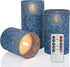 Blue Flameless Candles with Remote and Timer, Real Wax Battery Operated Candles