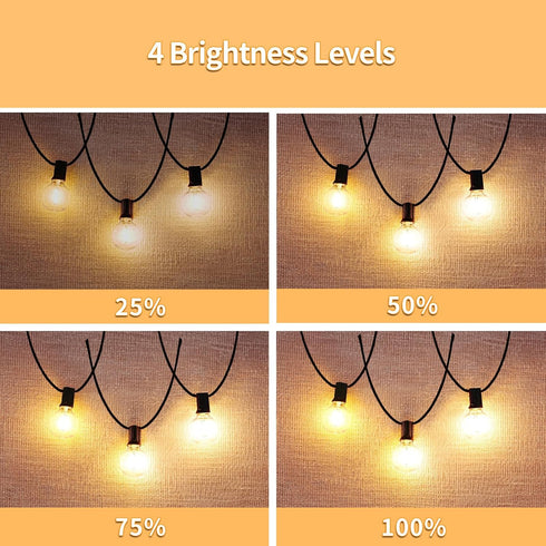50ft 25 Bulbs Voltage(24V) Dimmable IP65 G40 SANBEN Outdoor String Lights with Remote, Low Patio Lights, & Timer