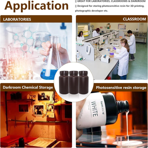 Laboratory Grade HDPE Wide Mouth Amber Reagent Bottle, Designed for Laboratories Classrooms or Storage at Home, 2,000mL