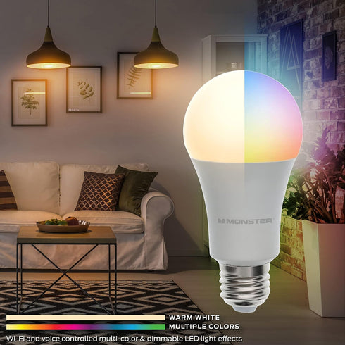 Bulb, 16,000,000 1-Pack, 9 Monster Multi-Color and Warm-White LED Light Lighting Possibilities, Customizable with App