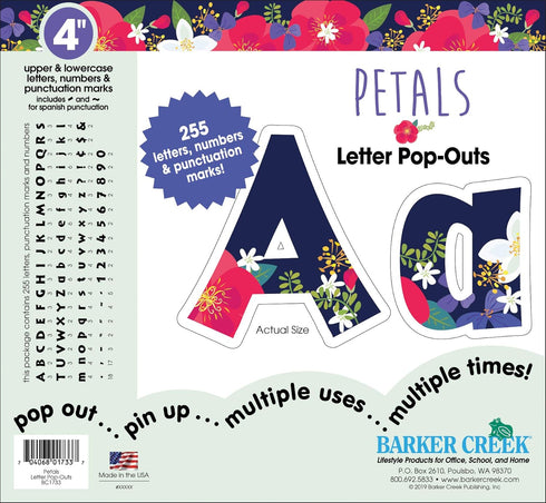 Barker Creek Letter Pop-Outs, 4" Multicolor Designer Letters for Bulletin Boards, Breakrooms, and Displays