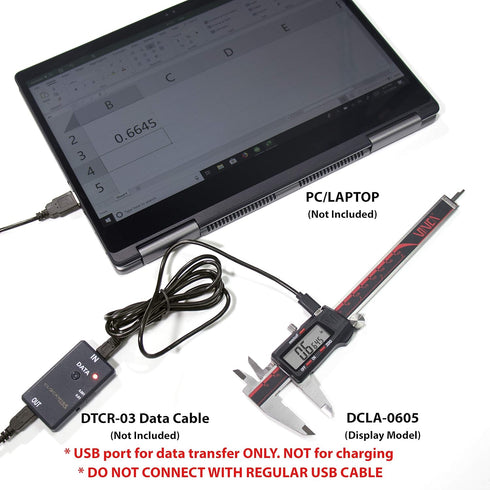 VINCA Digital Caliper, DCLA-1205, 0-12 Inch/300mm, Stainless Steel with Large LCD Screen