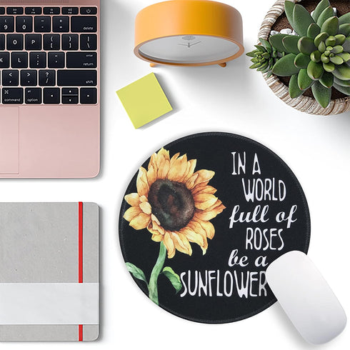 Eleville Mouse Pad with Sunflower Design, Motivational Words of Wisdom for Office Home Travel