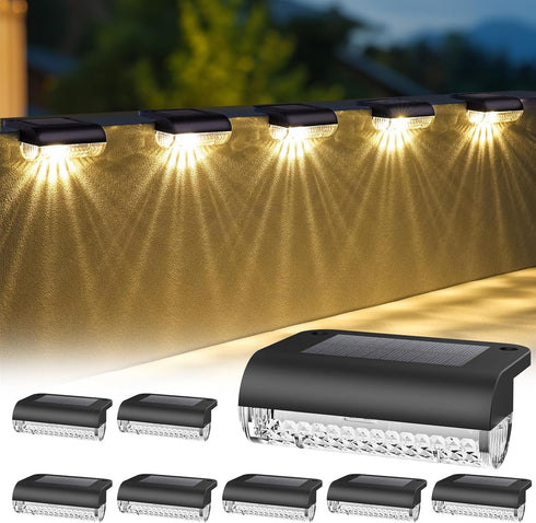 Herzila 8 Pack Solar Deck Lights Outdoor, Solar Step Lights Waterproof Led