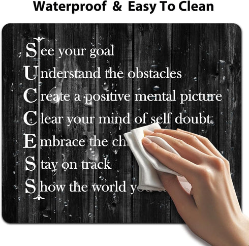 Inspirational Quote Rustic Black Wood Mouse Pad, See Your Goal Clear Your Mind of Self Doubt