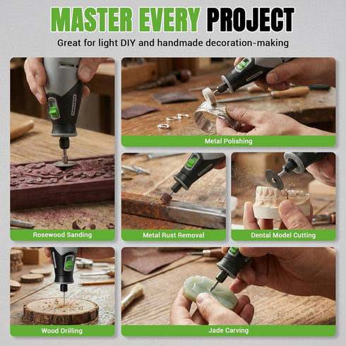 4V 80 2500mAh Preset 5 PHALANX Rotary Tool - Cordless Rotary Tool Kit Accessories PCS Li-Ion Battery, Speed Adjustment