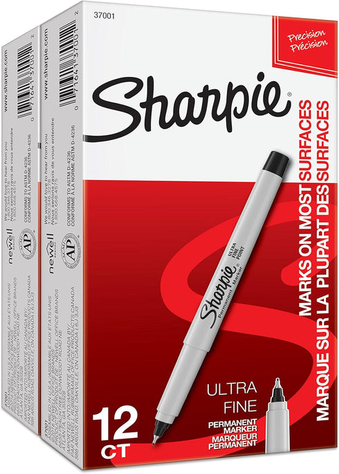 Sharpie Permanent Markers, Ultra-Fine Point, Black, 24-Count