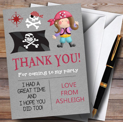 The Card Zoo Grey Girl Pirate Party Thank You Cards