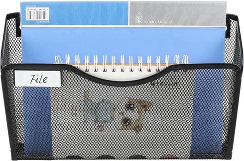 EasyPAG 6 Pockets Mesh Wall File Holder, Hanging File Folder Organizer for Home and Office, Black