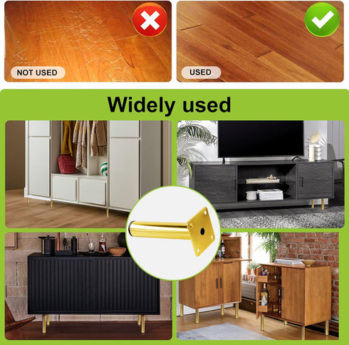Masendelk 5 Inch 130mm, 4pcs Gold Furniture Legs / Modern Sofa Legs Cabinet Replacement Legs, Heavy Duty Metal Legs