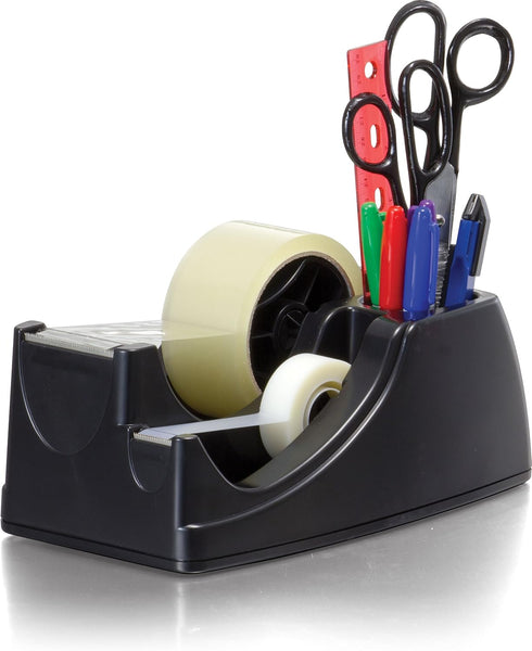 Officemate Heavy Duty Weighted 2-in-1 Tape Dispenser, Recycled, Black (96660)