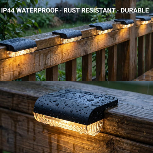 8 Pack Lights,3000K Herzila Solar Deck Lights Outdoor, Solar Step Lights Waterproof Led Warm White, Auto Dusk-to-Dawn