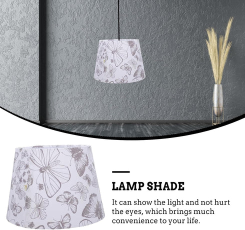 HAMPPLIES Fabric Round Lamp Shade for Table Wall and Floor Lamps Lightweight Soft Light Cover with Butterfly Print Easy