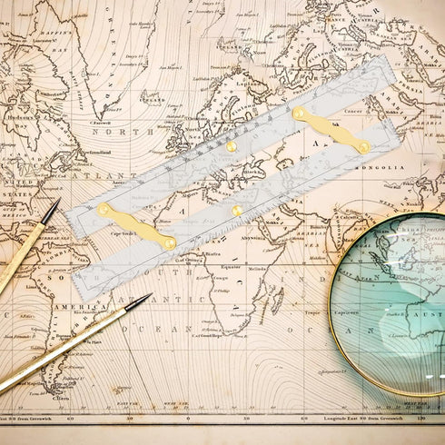 Arms,15 Inches Marine Parallel Ruler with Brass Marine Navigation Ruler for Navigational Plotting Nautical Charts