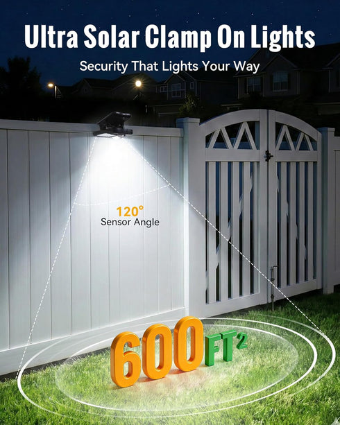 60 3 IP65 Clip on Solar Lights Outdoor, LED Solar Motion Sensor Clamp on Light with Modes, Waterproof Portable Clamp