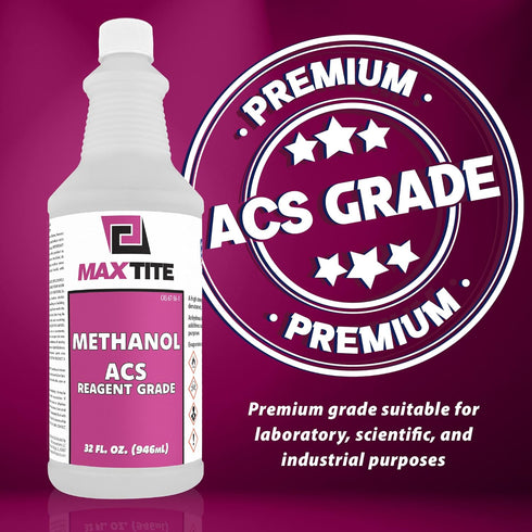 Methanol - 32 fl oz, Premium Quality ACS Reagent Grade for Laboratory or Industrial Use, Made in USA