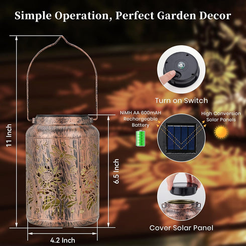 Sunflower Solar Lanterns Outdoor Waterproof, Mother's Day Birthday Christmas Gifts for Women Mom Grandma, Hanging Solar
