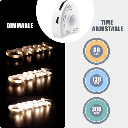 Lighting,12V Dimmable -2 5FT Under Bed Lights Motion Sensor, Motion Activated Bed Power Adapter, LED Strip Night Light