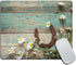 TSSOHU Mouse Pad, Teal Rustic Wooden Horseshoe Daisy Mouse Pad, Washable Square Cloth