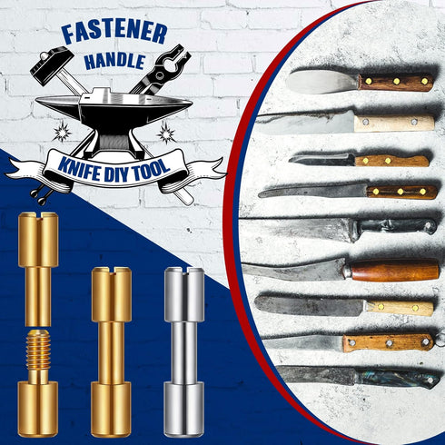 20 Sets Brass Bracket Bolt Fasteners and Stainless Steel Tactical Lock Rivets for Knife Making Supplies