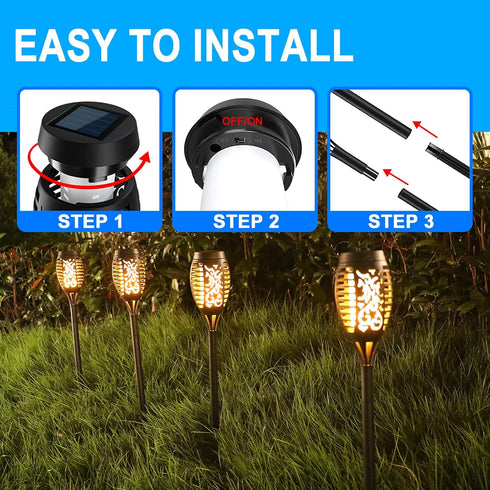 6 Pack, Solar Lights Outdoor Solar Torch Light with Flickering Flame, Waterproof Outdoor Lighting Solar Powered Pathway