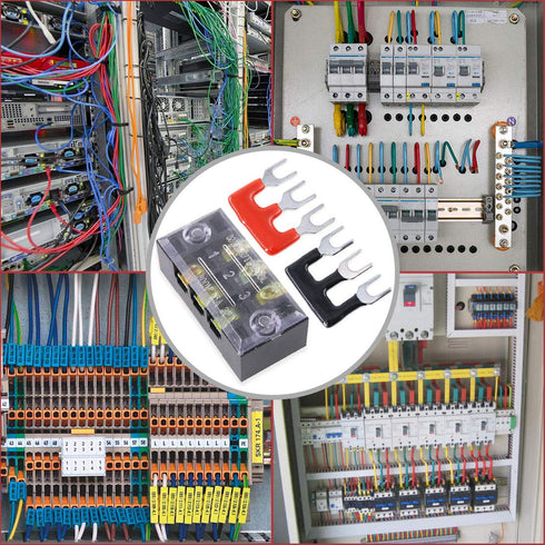 Hilitchi 12pcs 600V 15A 3 Position Double Row Screw Terminal Strip and 400V 10A Red/Black Barrier Strip