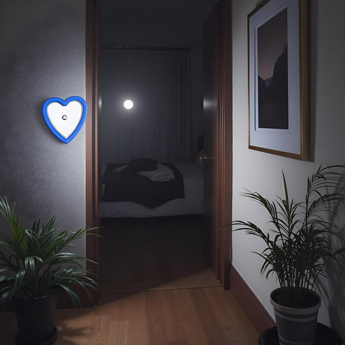 Rosojodg Lights(0.5W) Blue Plug-in Auto Sensor Control LED Night Light Lamp Bedroom Hallway Heart Shaped Night