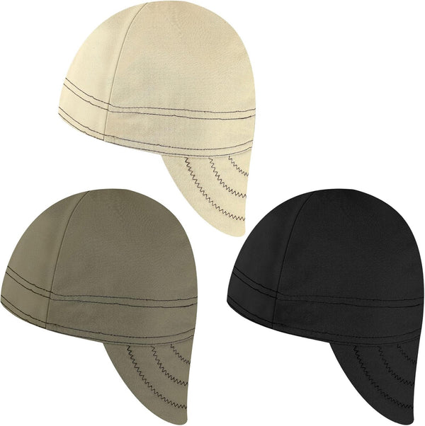 Macarrie 3 Pcs Welding Hats for Men, Flame Resistant Cotton Cap with Mesh Inside Liner