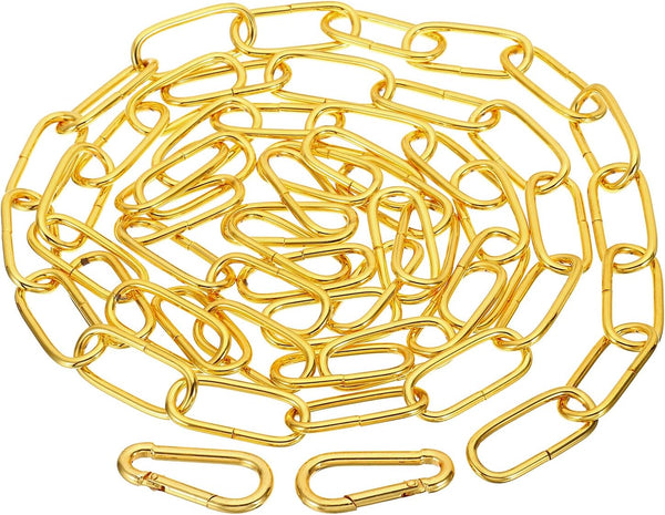 PATIKIL 6 Feet Gold Finish Lighting Hanging Chain, Metal Looping Chain for