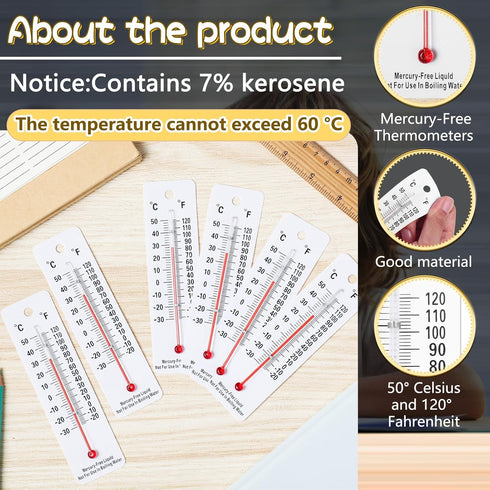 Maitys 10 Pcs Science Thermometers Mercury Free Student School Supplies Boiling Point Thermometers for Classroom