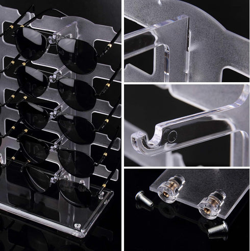 Lamoutor 2 Row Transparent Sunglasses Rack Holder - Glasses Display Stand