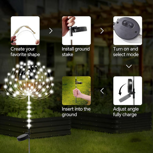 TYASDBA Outdoor,155LED 8 (2Pack) Garden Decor Solar Lights lighting modes pole light Waterproof White Solar Garden