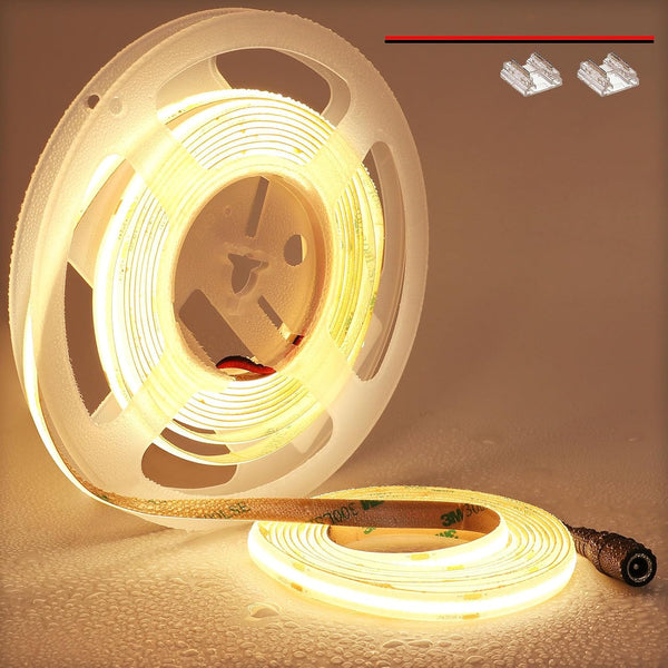 TOPAI 24V COB LED Strip Warm White 3000K Outdoor Waterproof 16.4ft Super